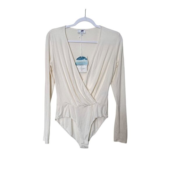 Adriano Goldschmied Lola Bodysuit Women M Ivory Dust V Neck Boho Classic NWT - Picture 1 of 6